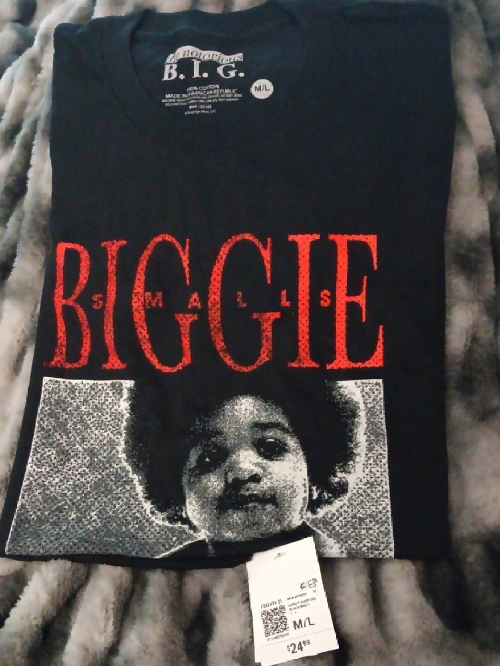 BIGGIE Smalls Baby Photo Graphic Tee - Black with Red & White Print